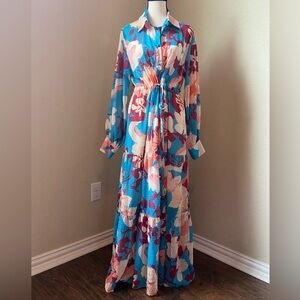 Beulah floral button down maxi dress